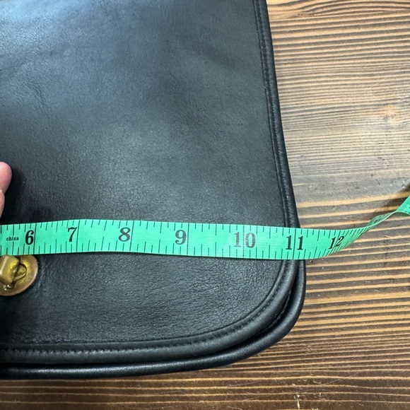 Coach Vintage Stewardess Black Leather Flap Shoulder Bag 9525 Rare Clean - Picture 9 of 11